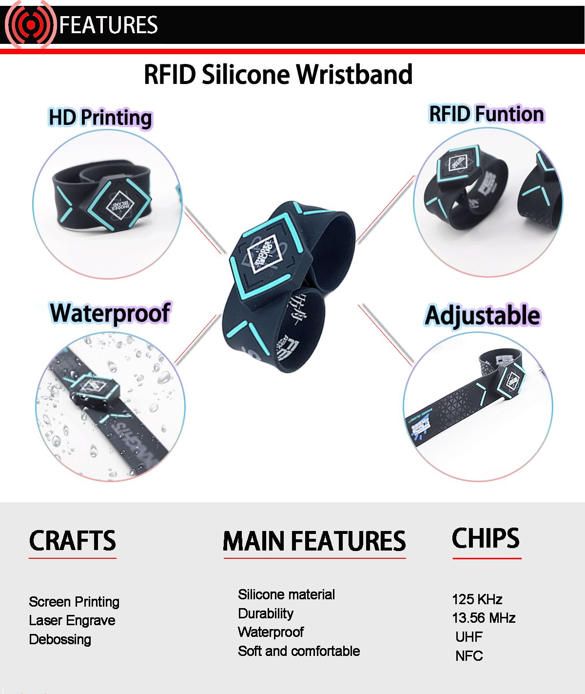 Pulseira de silicone RFID