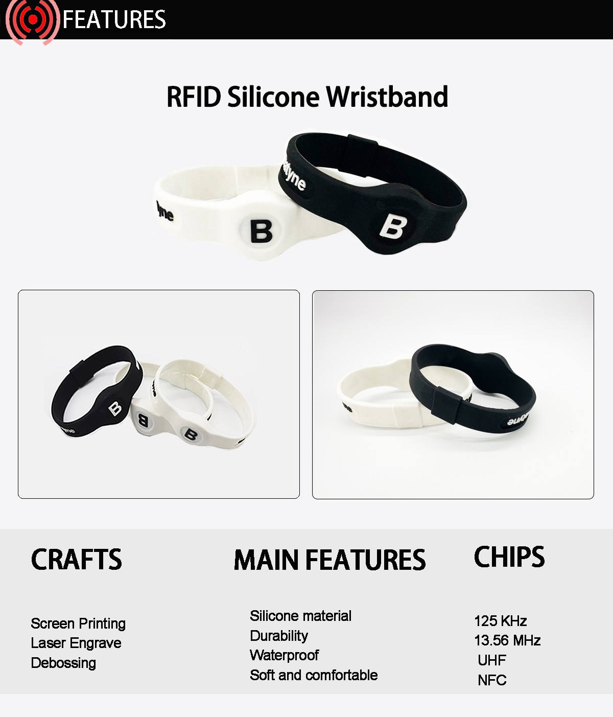 Pulseira de silicone RFID