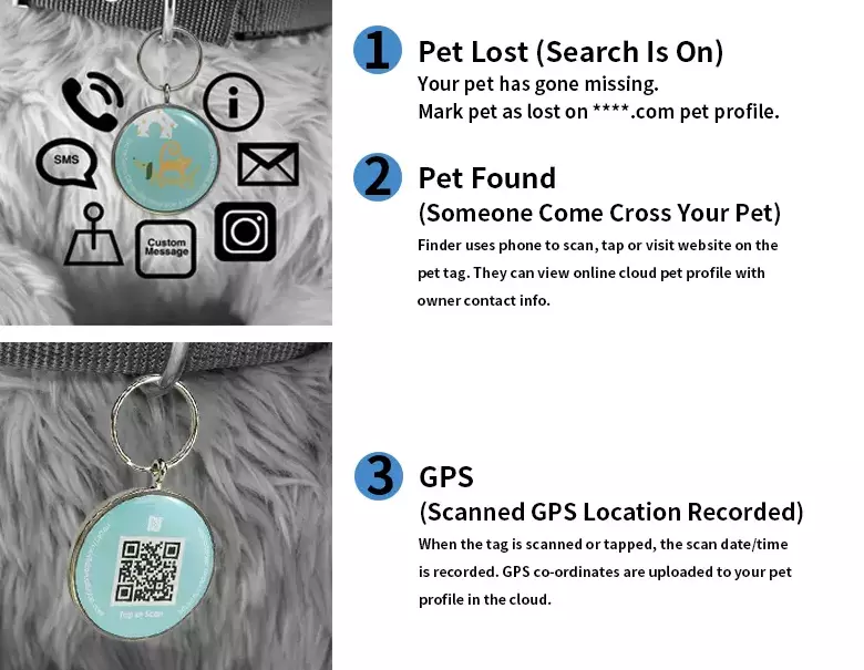 NFC RFID pet tag RFID à prova d'água NFC pet tag com código QR dog tag